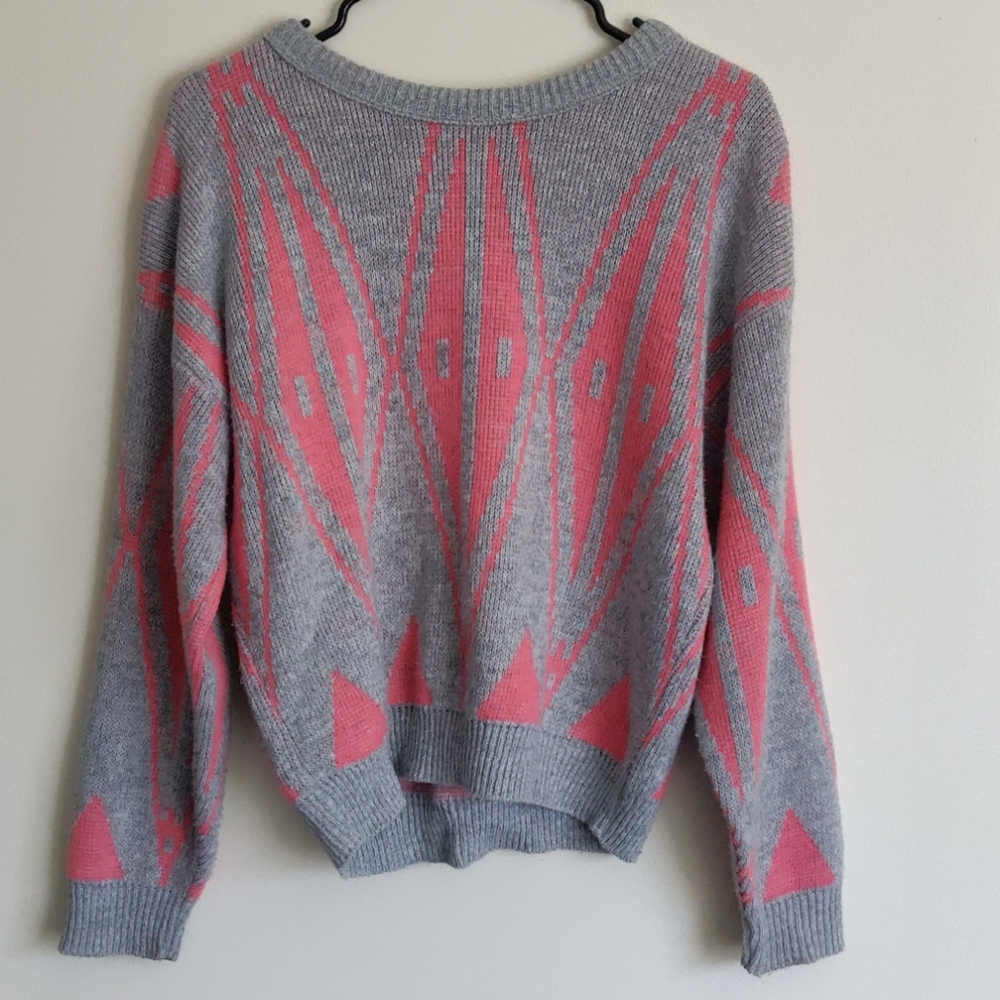 Vintage pastel pink & Heather grey sweater